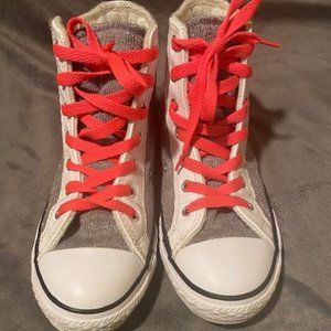 Converse Junior's Hi Tops - Silver & Pink